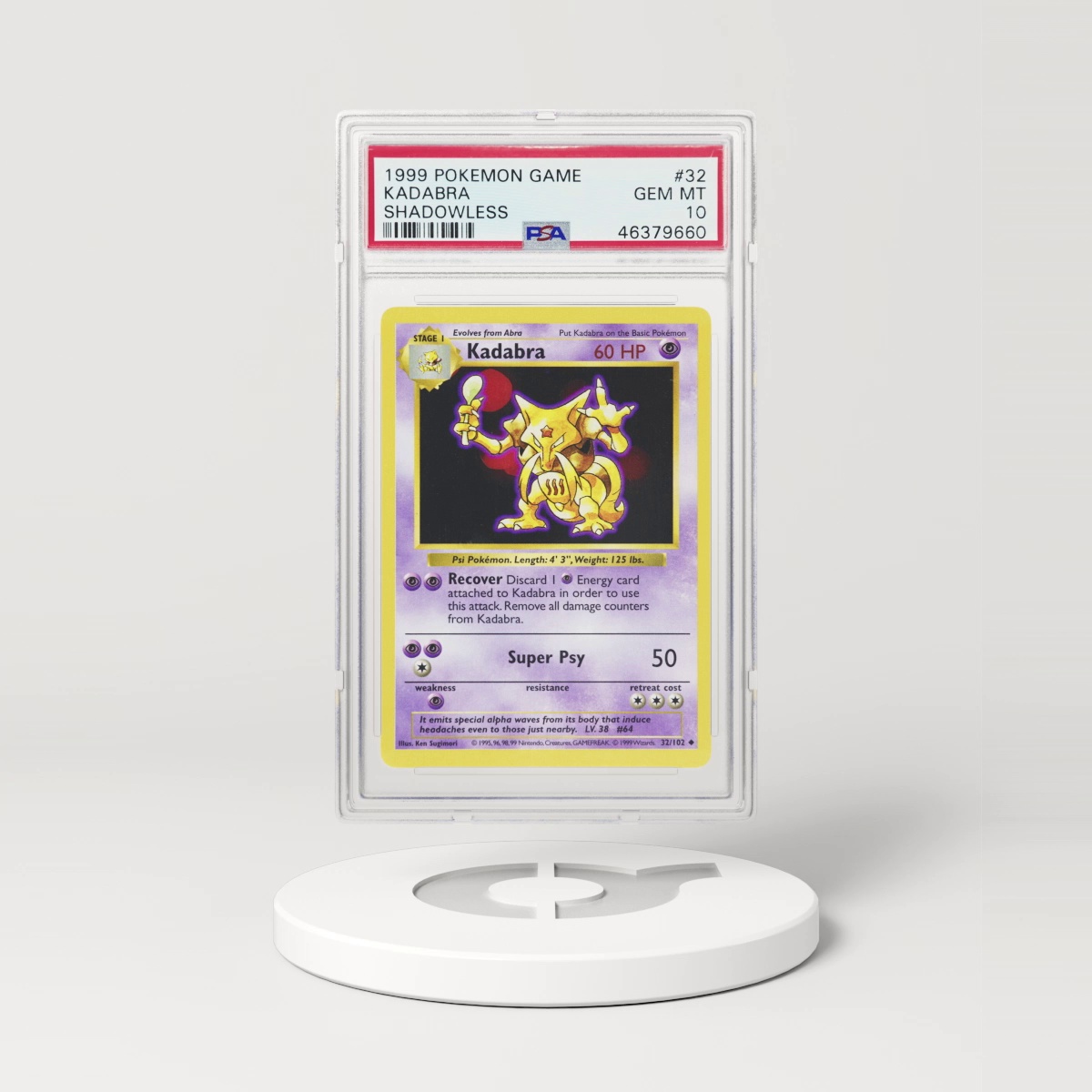 1999 Base Set #32 Kadabra - Shadowless (PSA 10 GEM MINT)