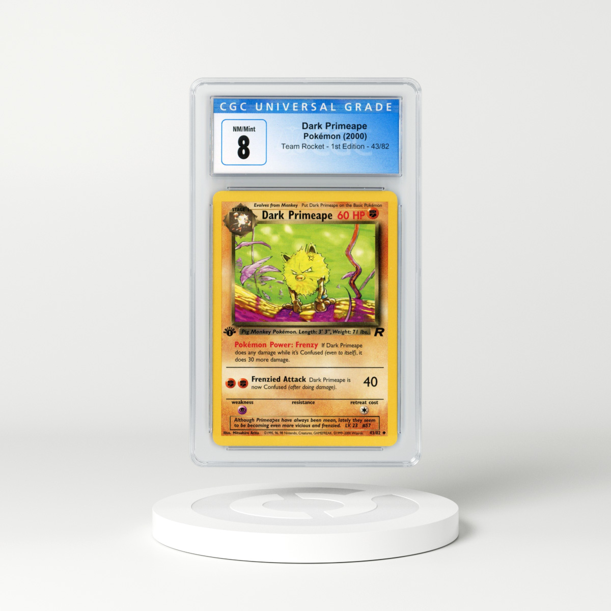 2000 Team Rocket #43 Dark Primeape - 1st Edition (CGC 8 NM-MT)