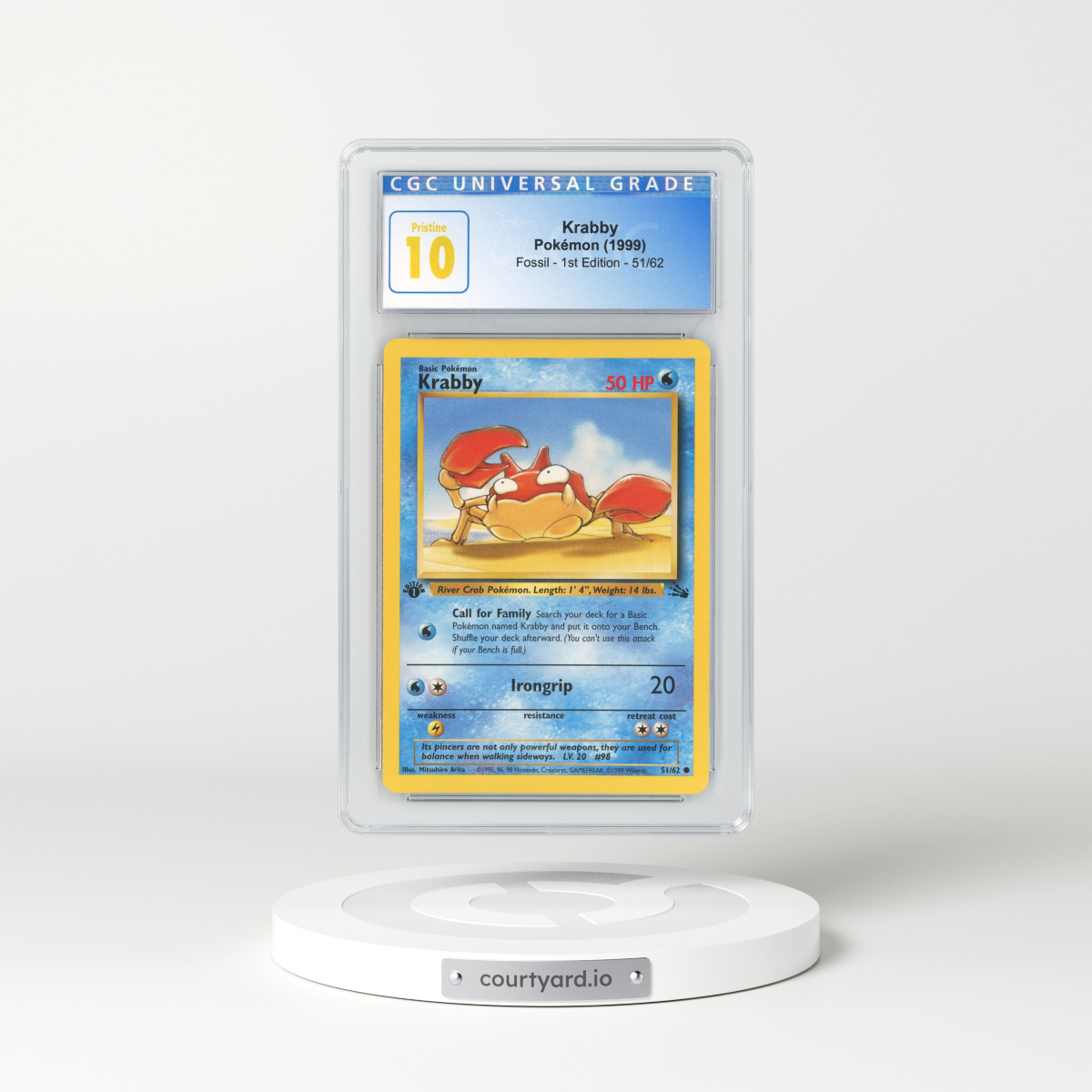 1999 Fossil #51 Krabby - 1st Edition (CGC 10 PRISTINE)