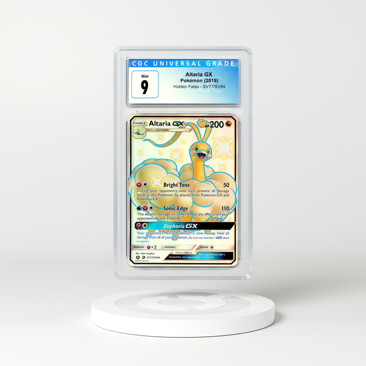 2019 Hidden Fates #SV77 Altaria GX - Full Art Holo (CGC 9 MINT)
