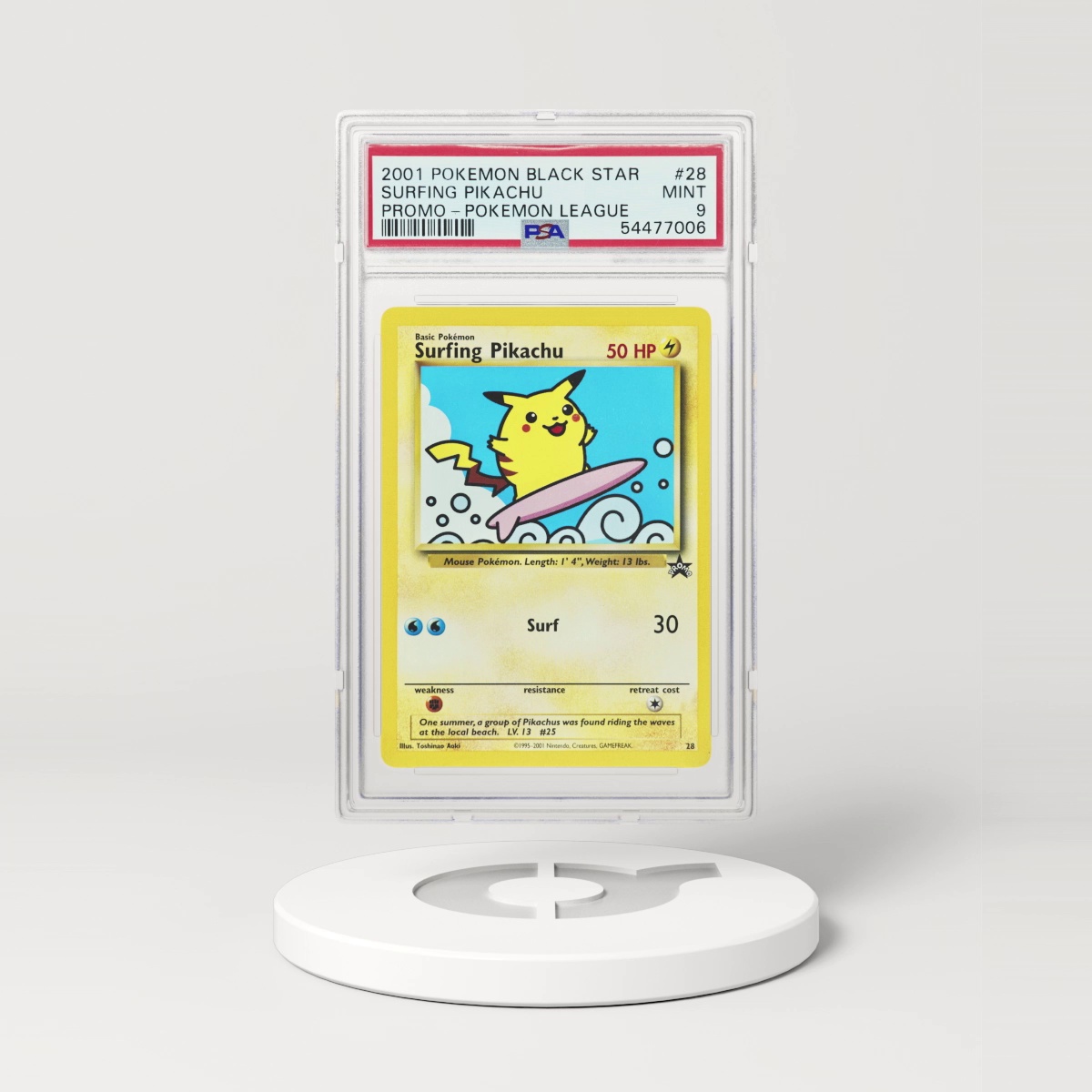 2001 Black Star Promo #28 Surfing Pikachu (PSA 9 MINT)