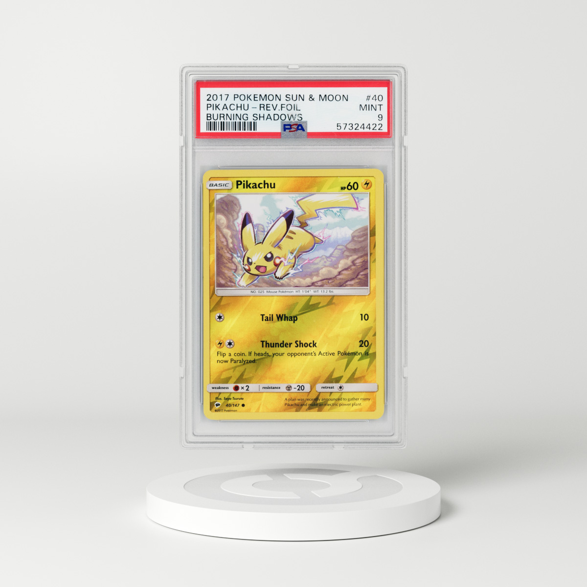 2017 Burning Shadows #40 Pikachu - Holo (PSA 9 MINT)