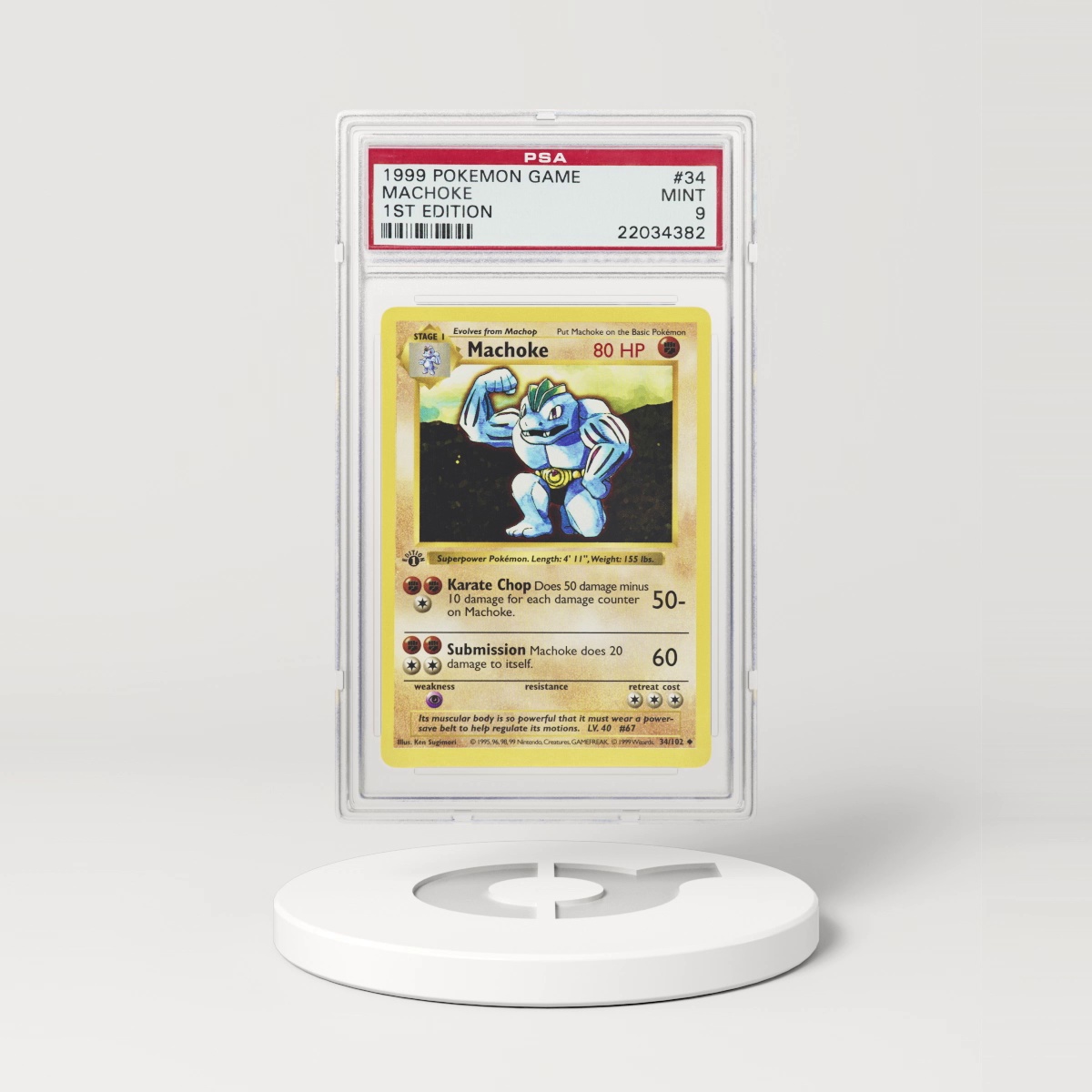 1999 Base Set #34 Machoke - 1st Edition Shadowless (PSA 9 MINT)