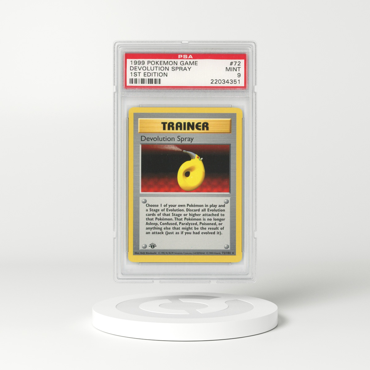 1999 Base Set #72 Devolution Spray - 1st Edition (PSA 9 MINT)