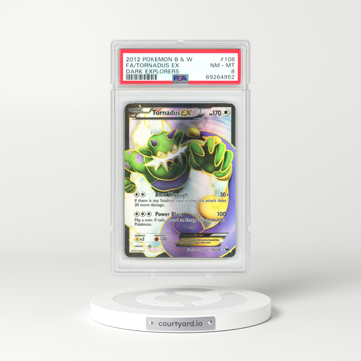 2012 Dark Explorers #108 Tornadus EX - Full Art Holo (PSA 8 NM-MT)