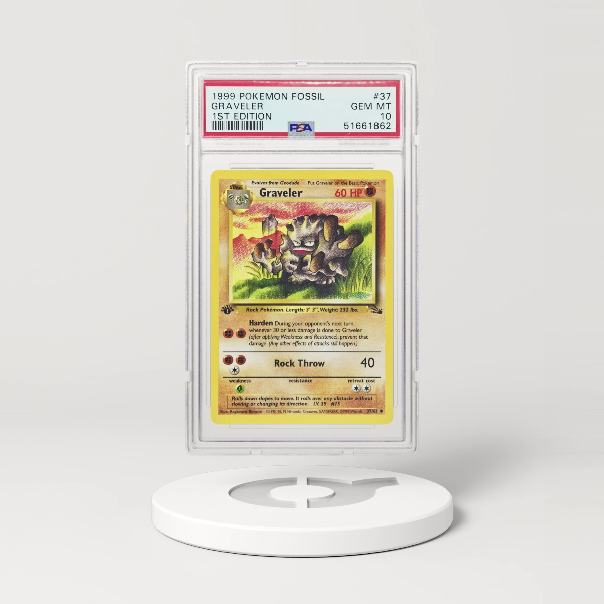 1999 Fossil #37 Graveler - 1st Edition (PSA 10 GEM MINT