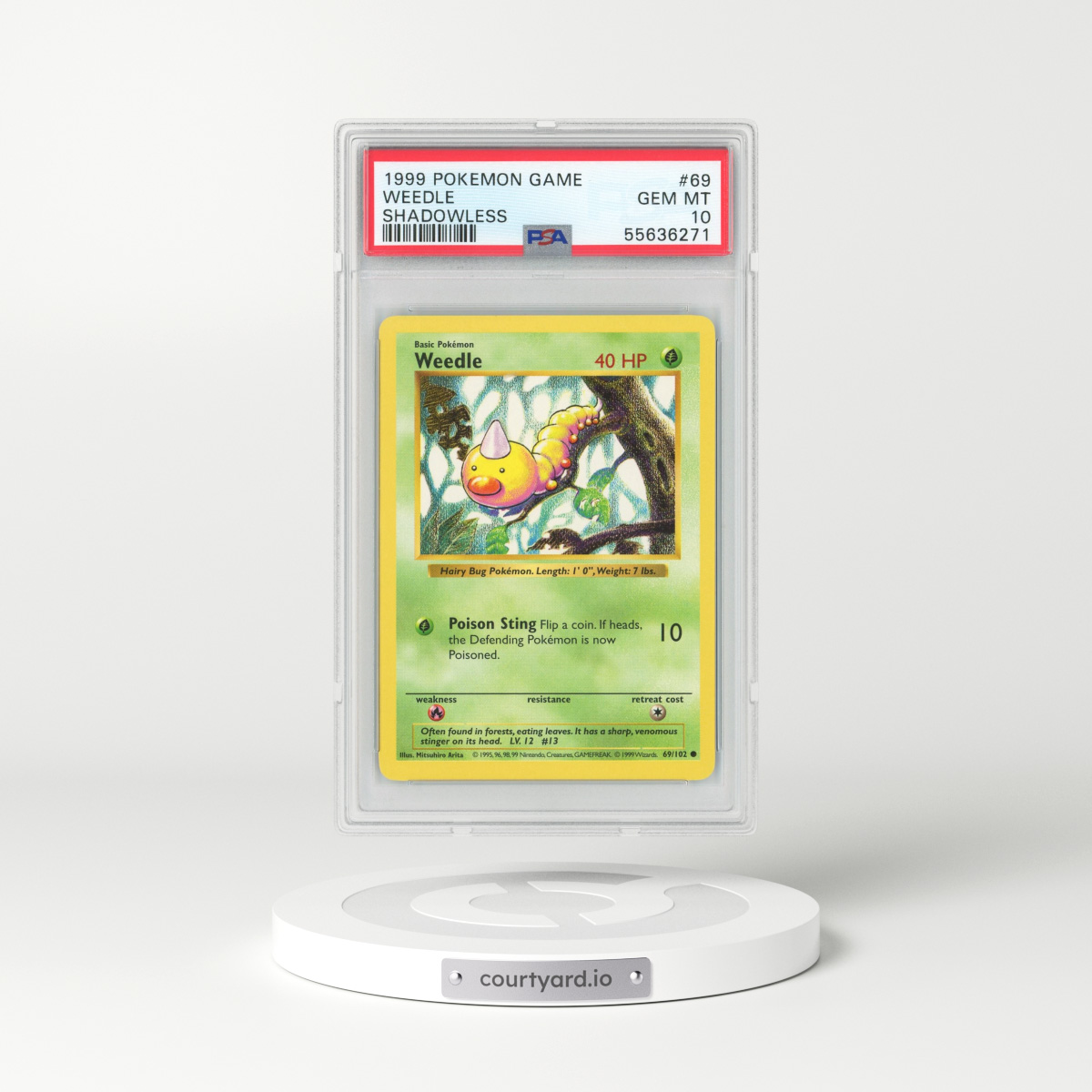 1999 Base Set #69 Weedle - Shadowless (PSA 10 GEM MINT)