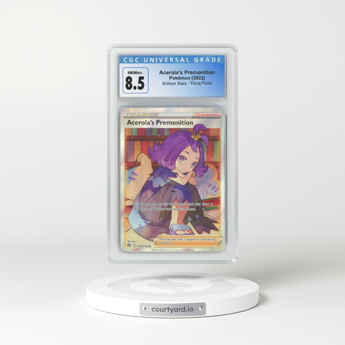 2022 Brilliant Stars #TG24 Acerola's Premonition - Full Art Holo (CGC 8.5 NM-MT+)