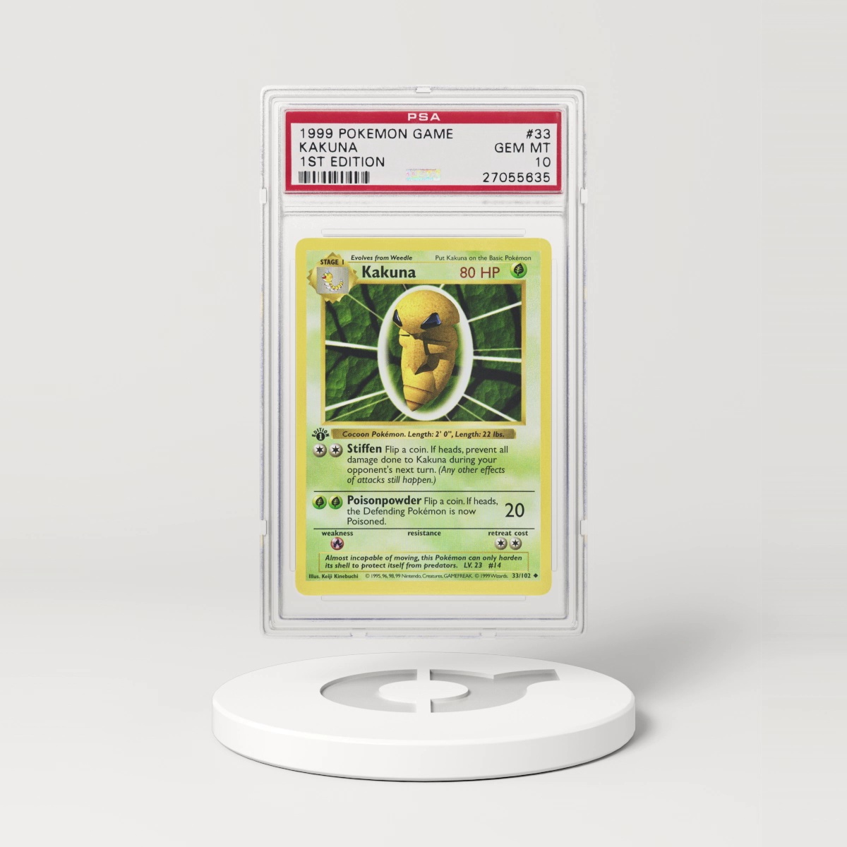 1999 Base Set #33 Kakuna - 1st Edition Shadowless (PSA 10 GEM MINT)