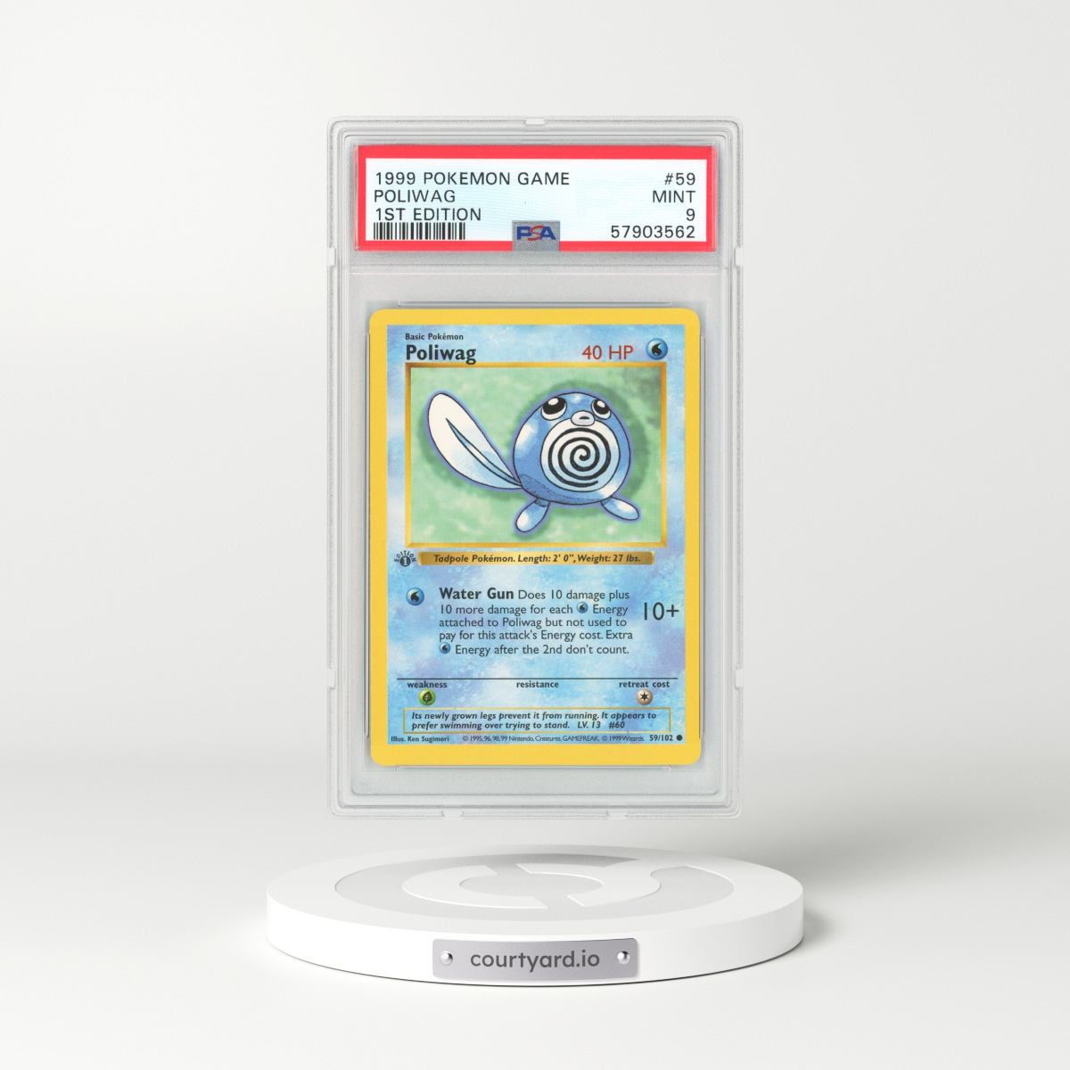 1999 Base Set #59 Poliwag - 1st Edition Shadowless (PSA 9 MINT)