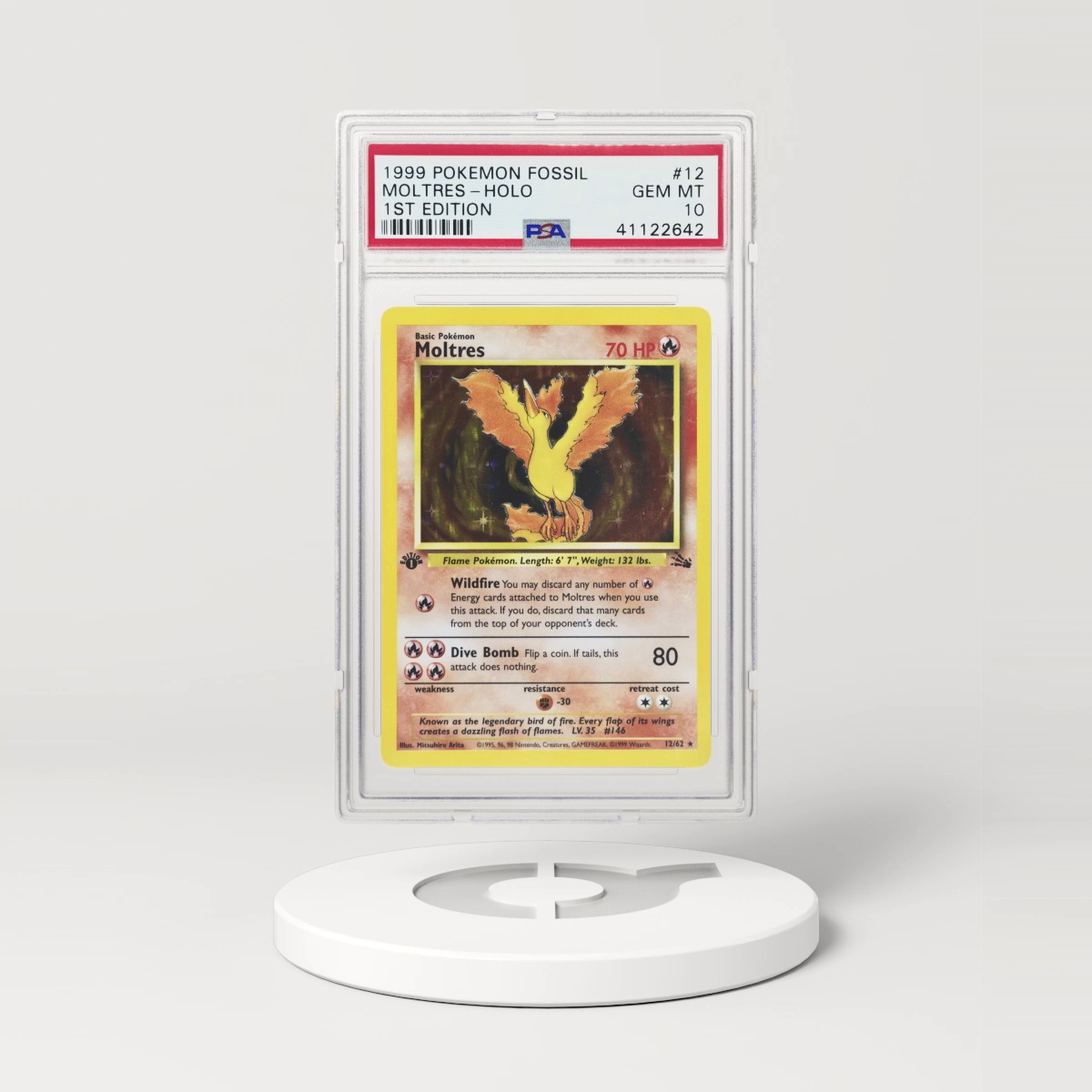 MOLTRES 12/62 Fossil Set Holo Pokemon Card Exc / 