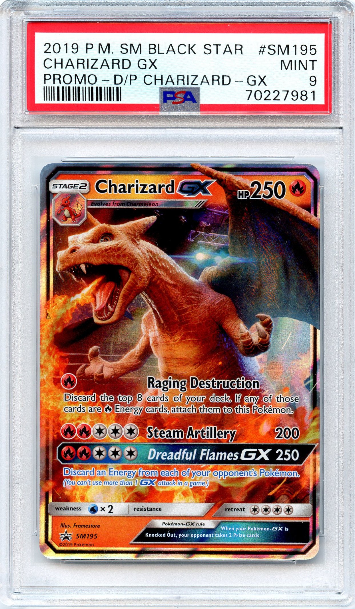 2019 Detective Pikachu #SM195 Charizard - Full Art Holo (PSA 9