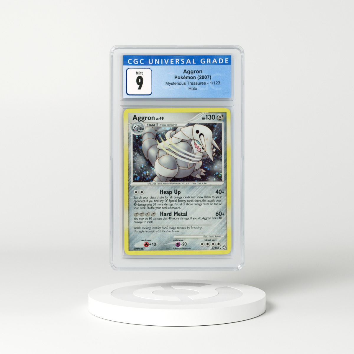 2007 Mysterious Treasures #1 Aggron - Holo (CGC 9 MINT)