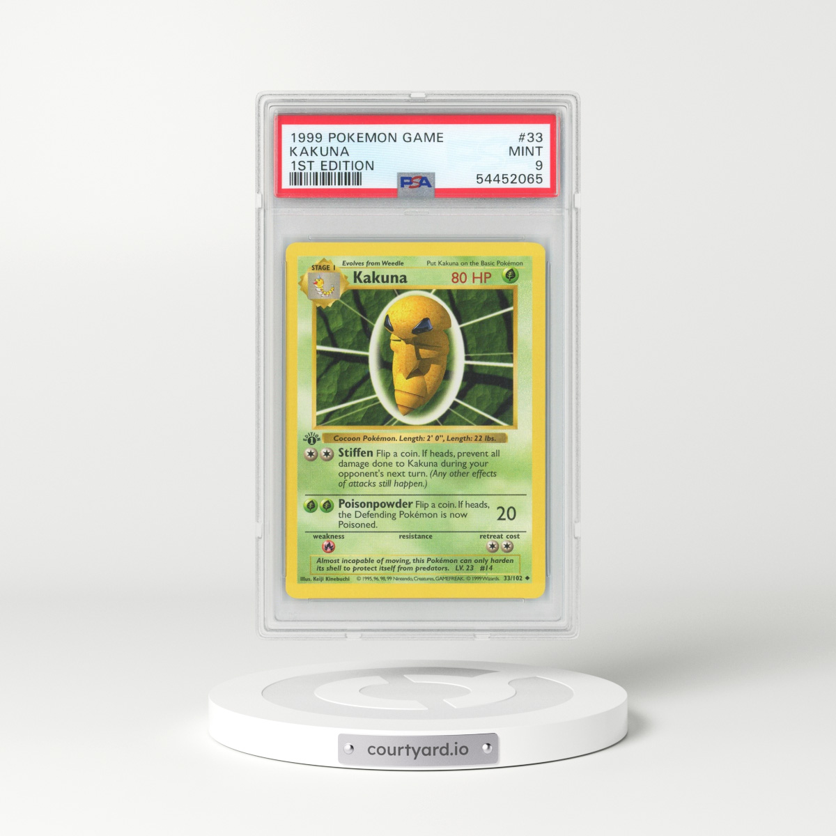 1999 Base Set #33 Kakuna - 1st Edition Shadowless (PSA 9 MINT)