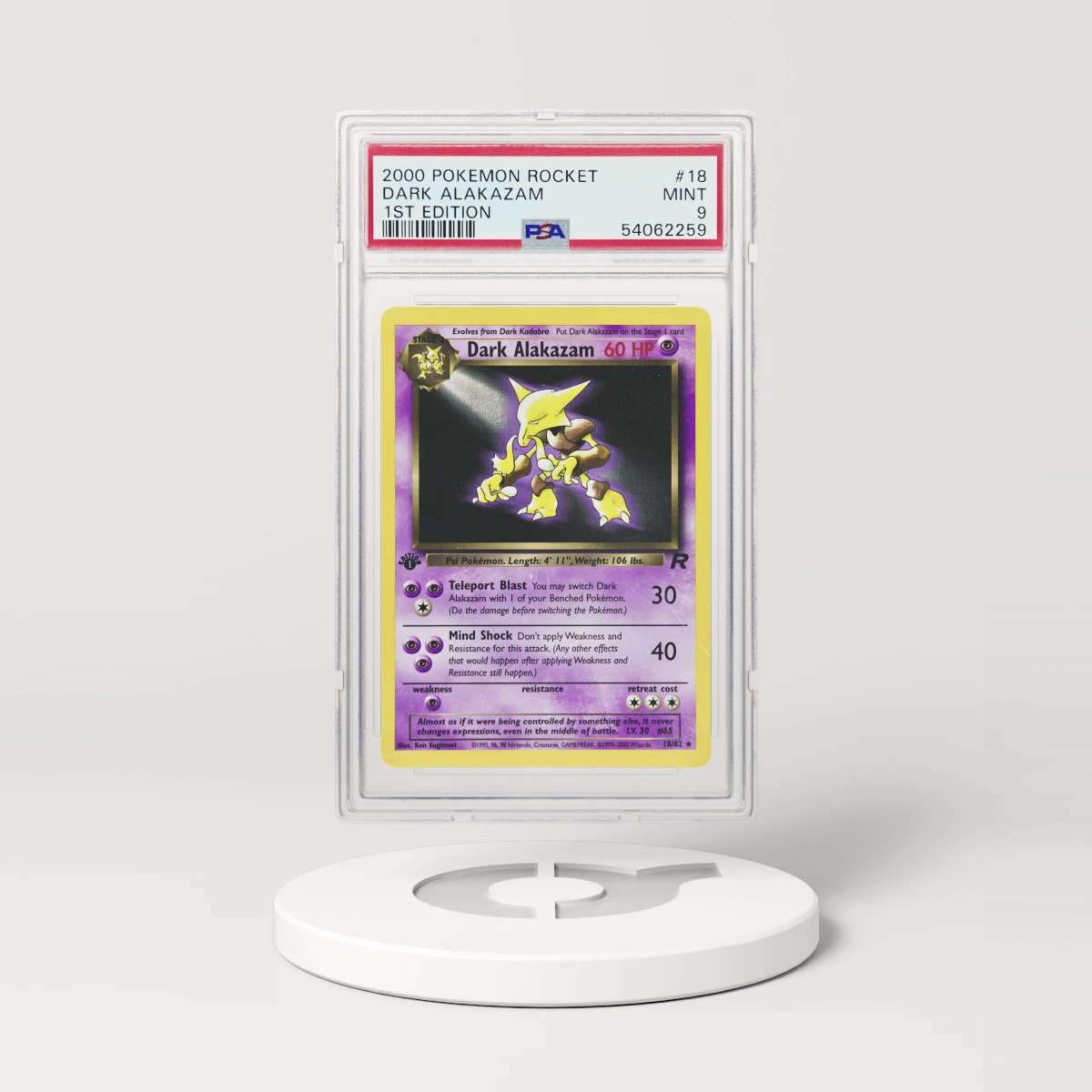 2000 Team Rocket #18 Dark Alakazam - 1st Edition (PSA 9 MINT)
