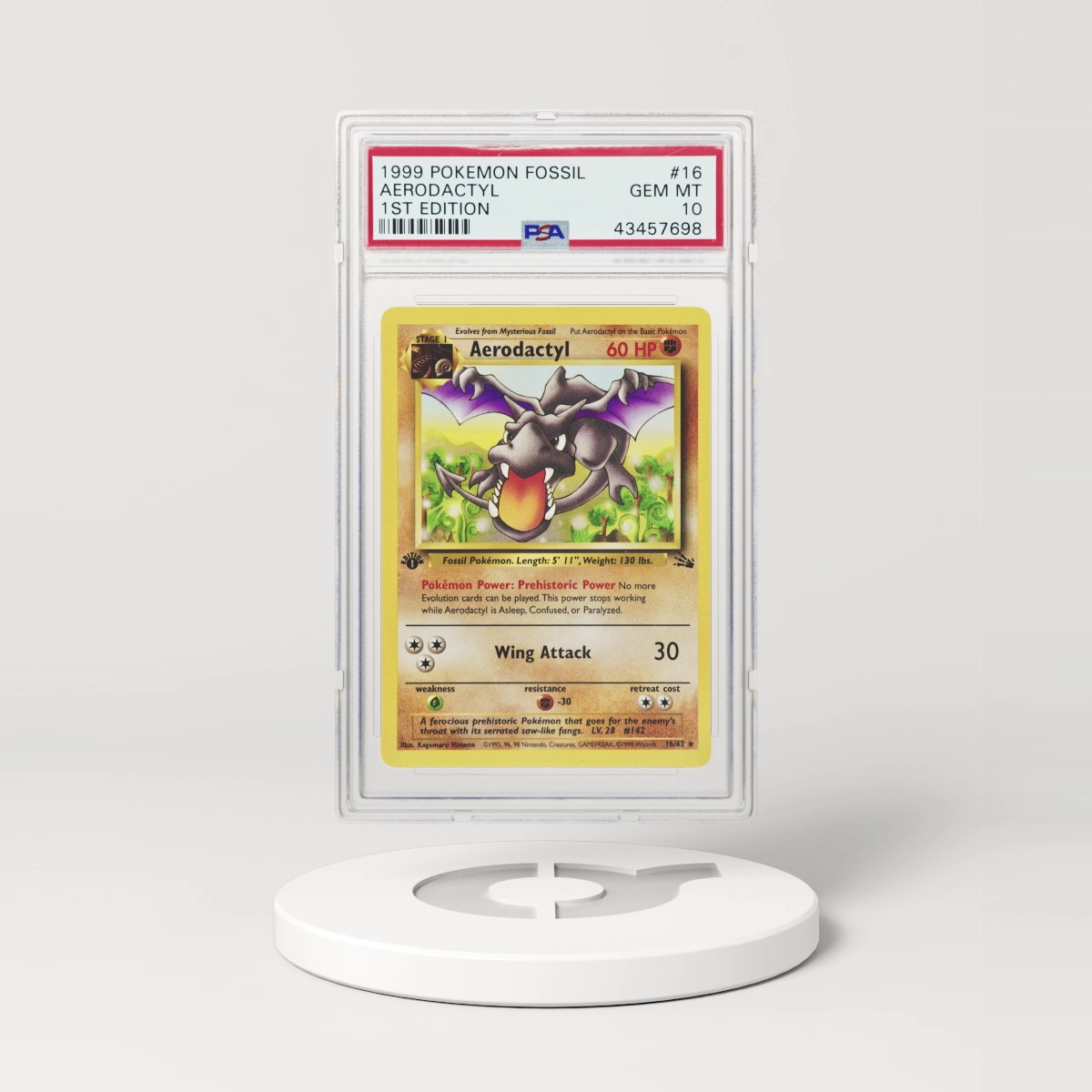 1999 Fossil #16 Aerodactyl - 1st Edition (PSA 10 GEM MINT)