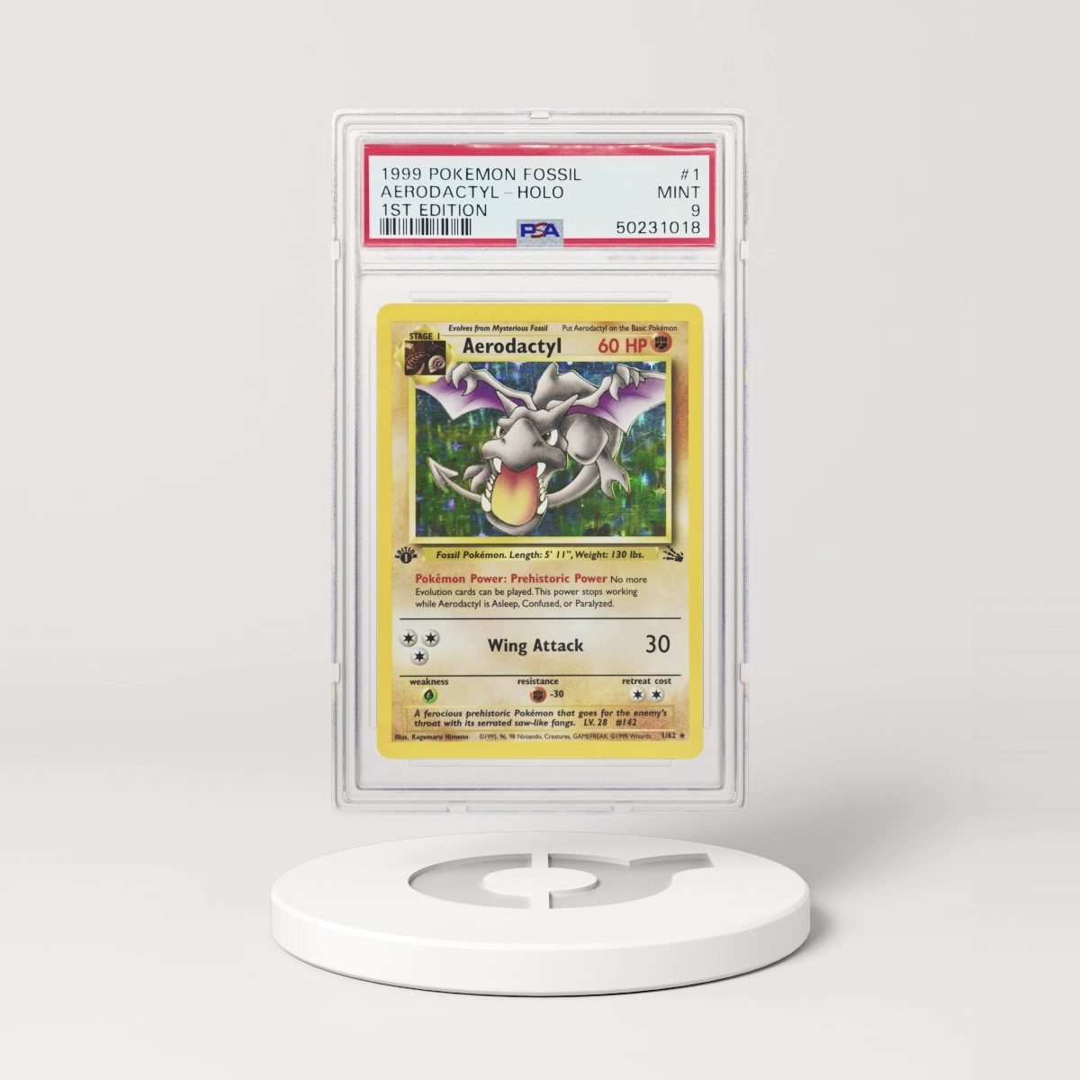 1999 Fossil #1 Aerodactyl - 1st Edition Holo (PSA 9 MINT)