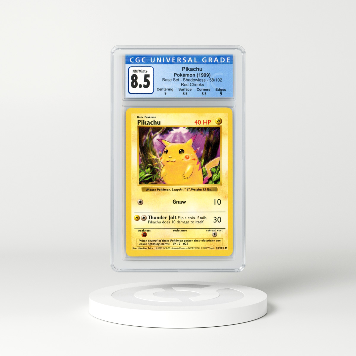 1999 Base Set #58 Red Cheeks Pikachu - Shadowless (CGC 8.5 NM-MT+)