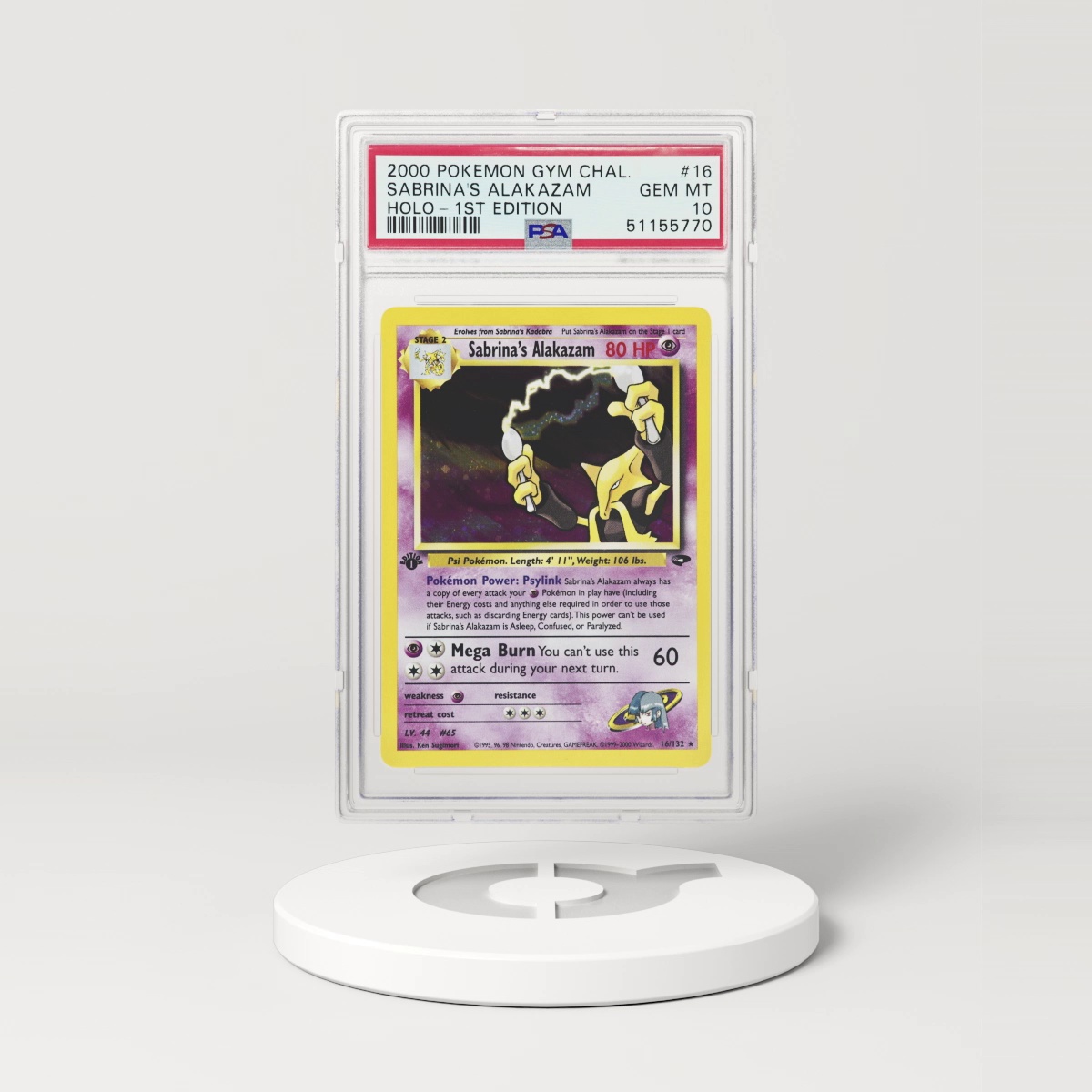 2000 Gym Challenge #16 Sabrina's Alakazam - 1st Edition Holo (PSA 10 GEM MINT)