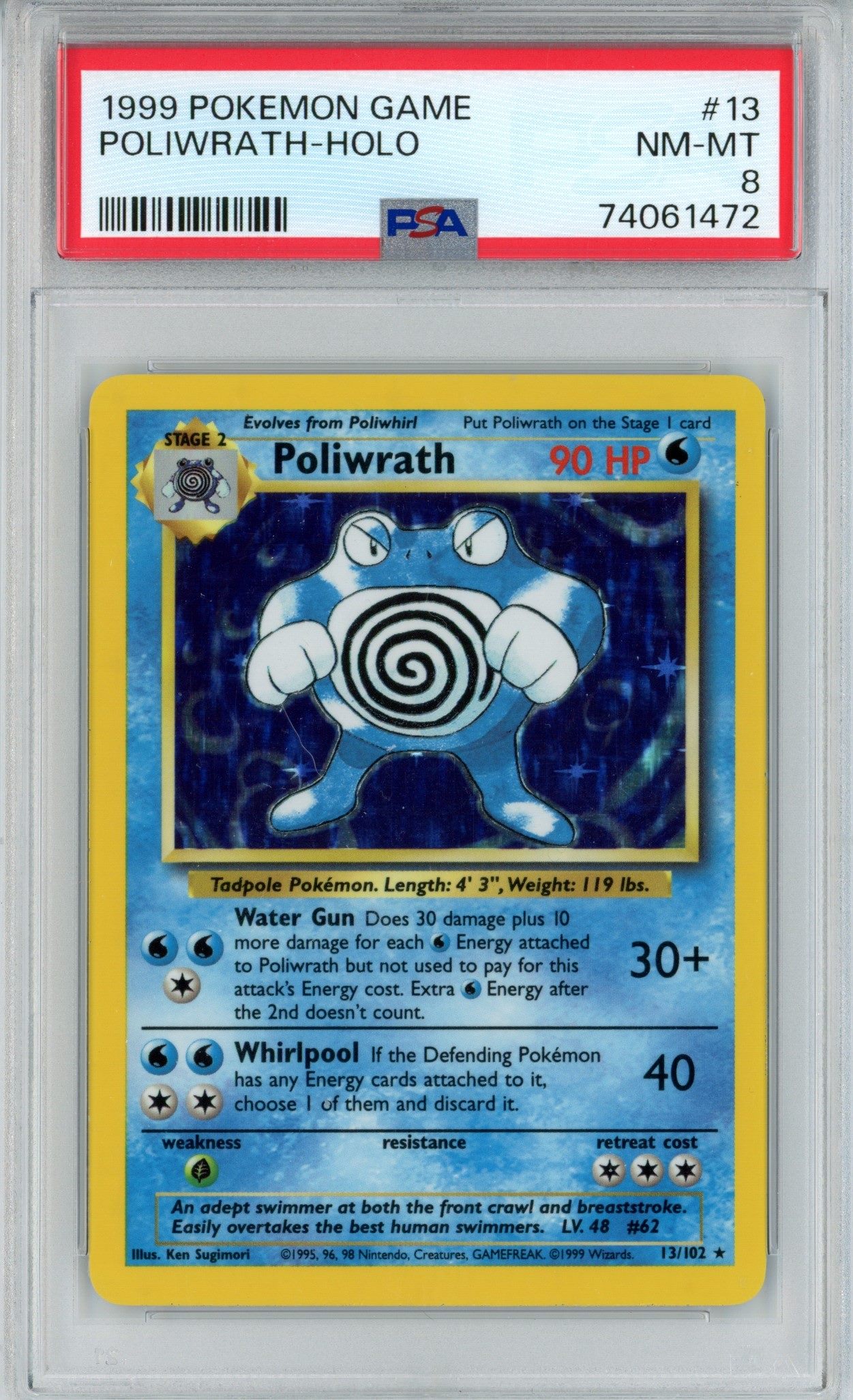 1999 Base Set #13 Poliwrath - Holo (PSA 8 NM-MT) | Courtyard.io