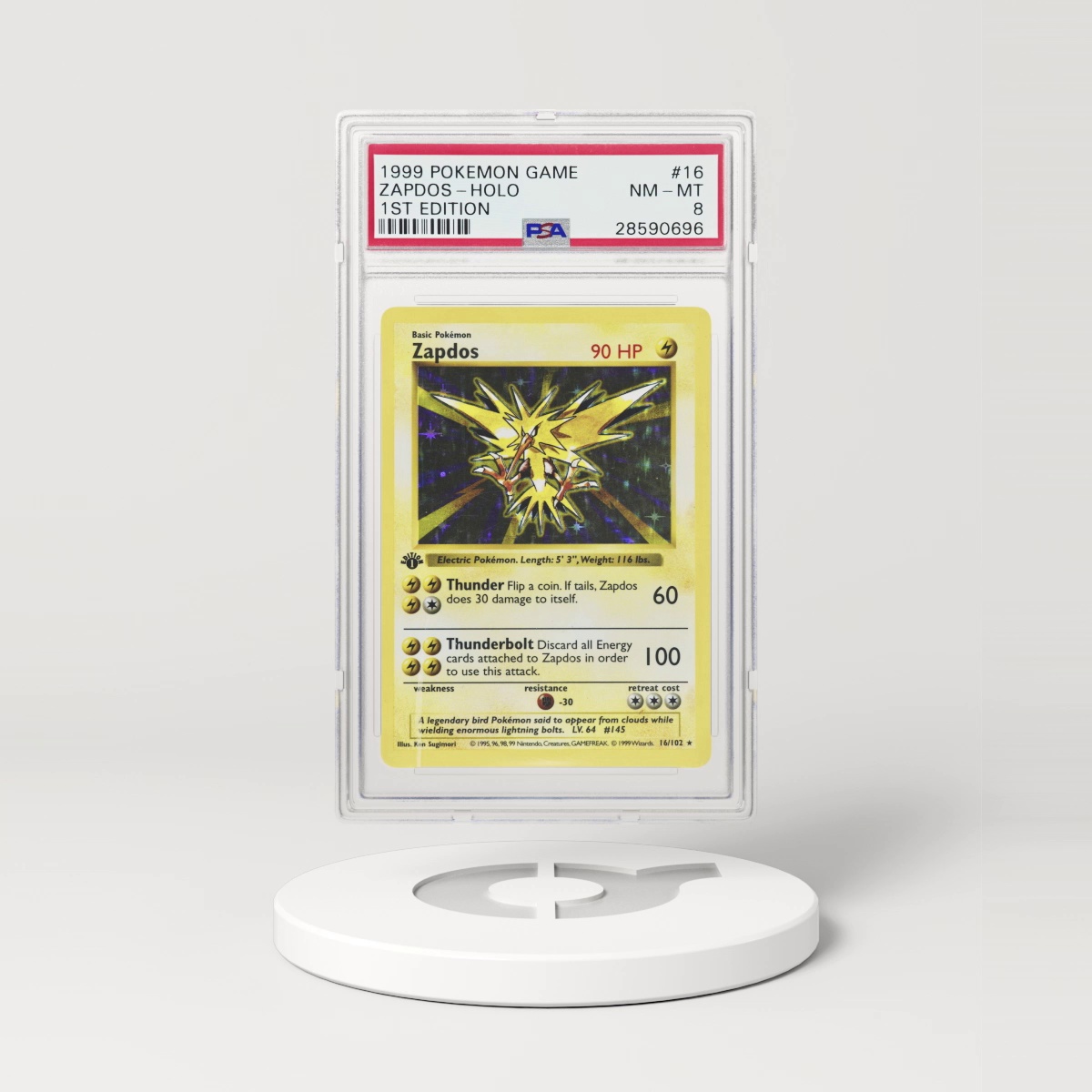 1999 POKEMON PSA good 8 nm-mint BASE SET ZAPDOS SHADOWLESS