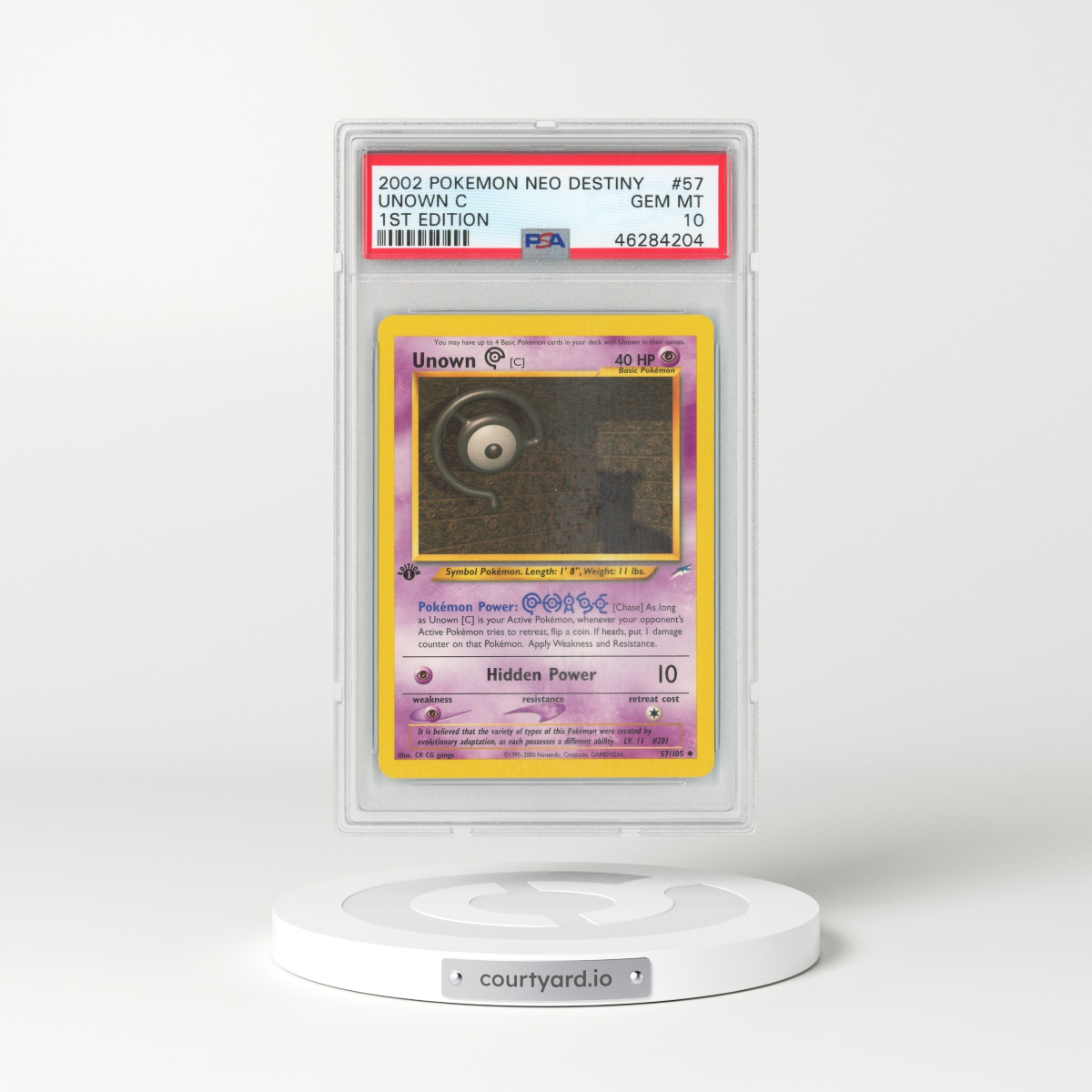 2002 Neo Destiny #57 Unown C - 1st Edition (PSA 10 GEM MINT)