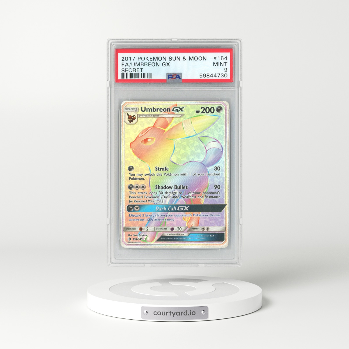 2017 Sun & Moon #154 Umbreon GX - Full Art Holo (PSA 9 MINT)