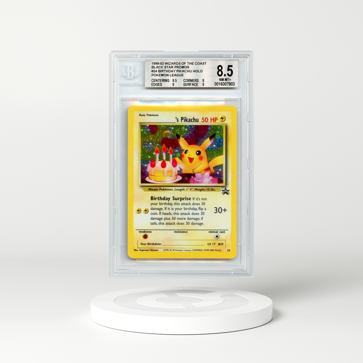 1999 Black Star Promo #24 Birthday Pikachu - Holo (BGS 8.5 NM-MT+)