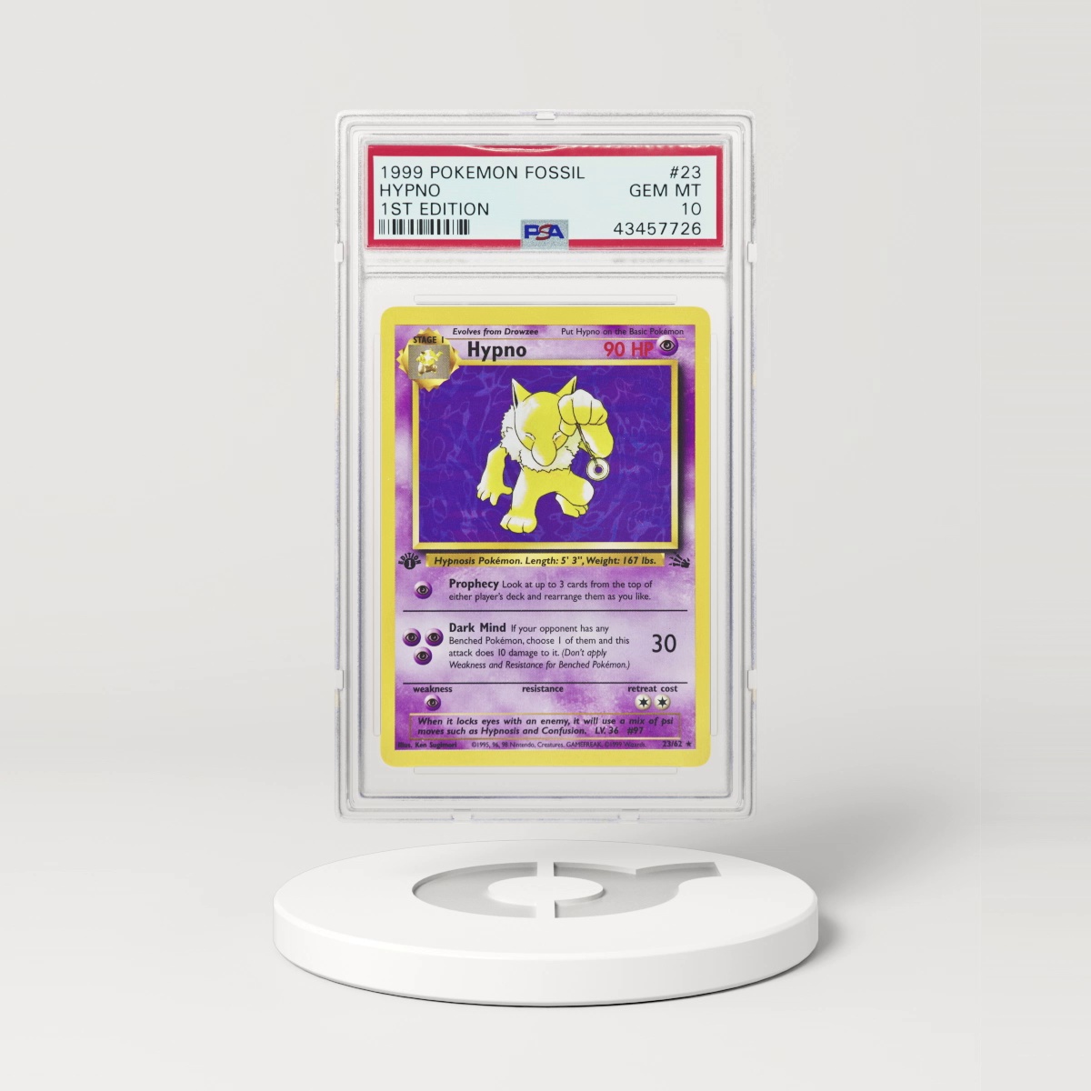 1999 Fossil #23 Hypno - 1st Edition (PSA 10 GEM MINT)
