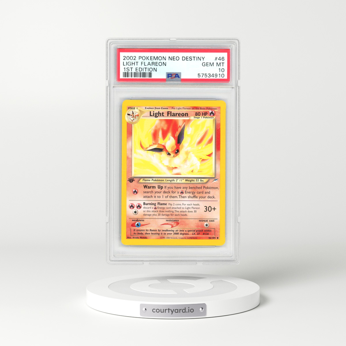 2002 Neo Destiny #46 Light Flareon - 1st Edition (PSA 10 GEM MINT)