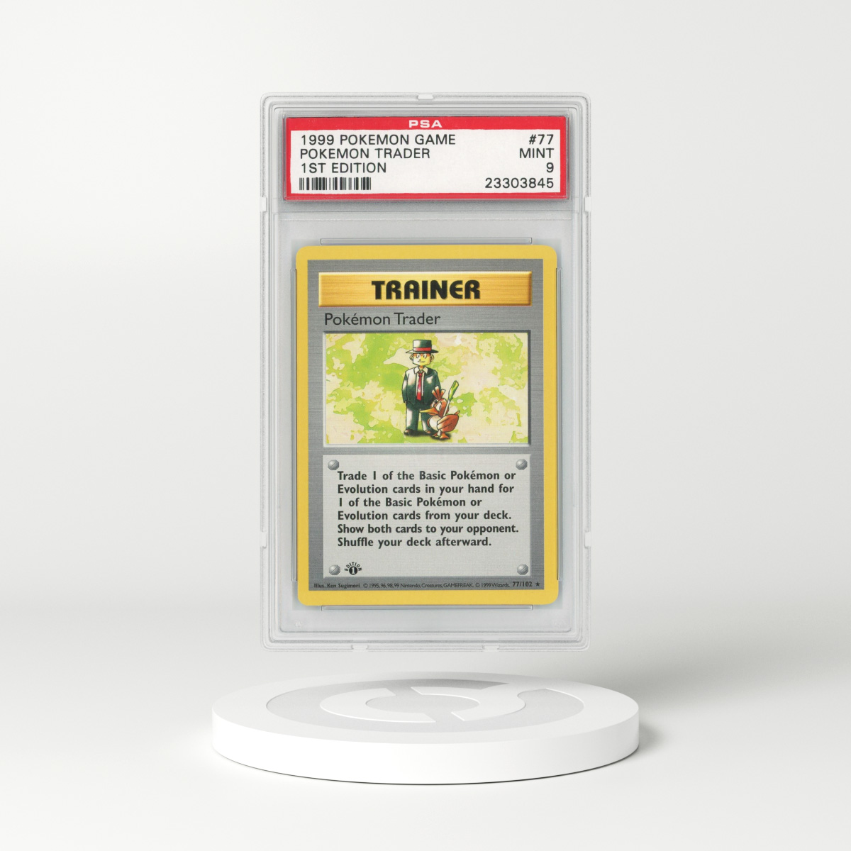 1999 Base Set #77 Pokemon Trader - 1st Edition (PSA 9 MINT)