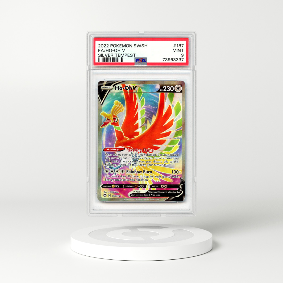 2022 Silver Tempest #187 Ho-Oh V - Full Art Holo (PSA 9 MINT)