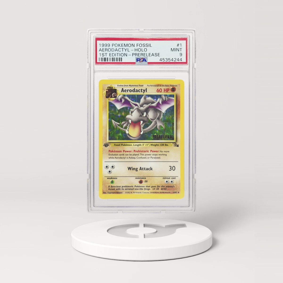 1999 Fossil #1 Aerodactyl - 1st Edition Holo (PSA 9 MINT)