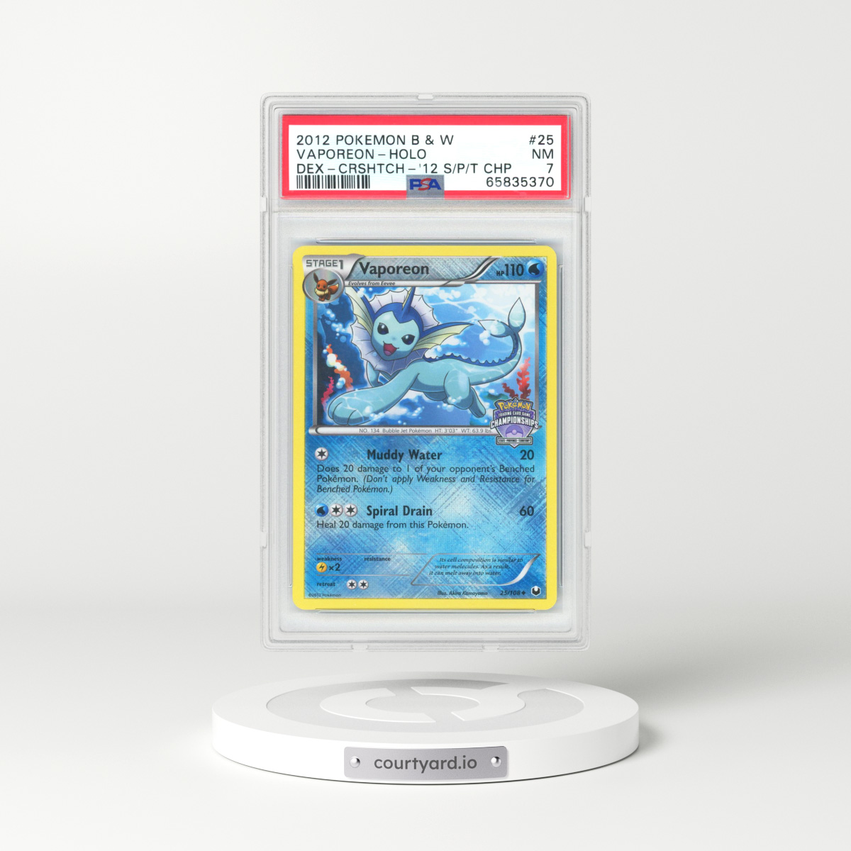 2012 Dark Explorers #25 Vaporeon - Holo (PSA 7 NM)