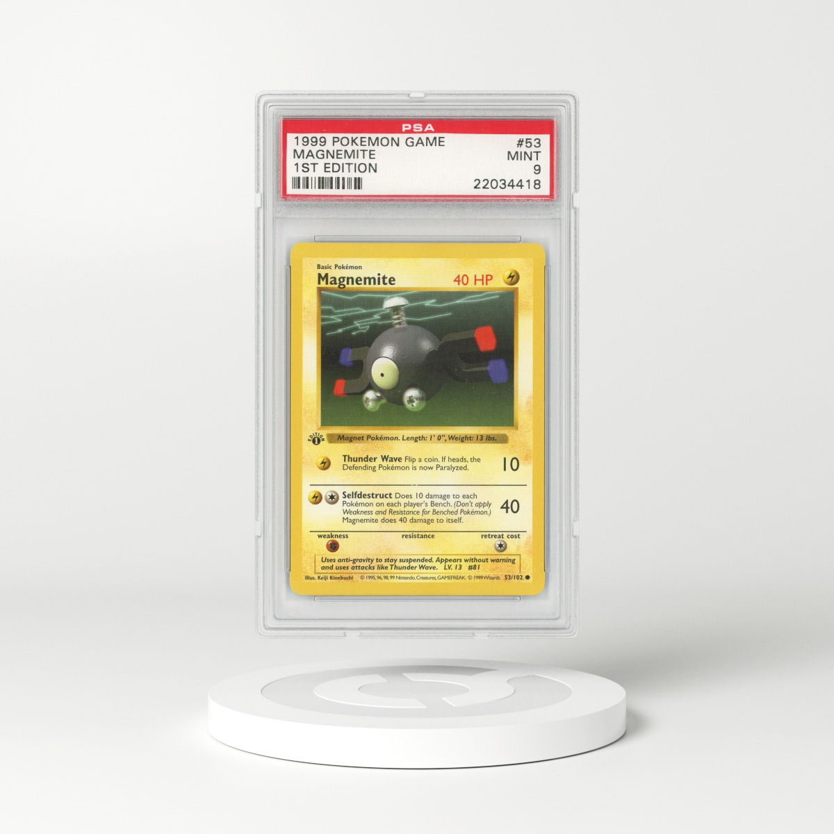 1999 Base Set #53 Magnemite - 1st Edition Shadowless (PSA 9 MINT)
