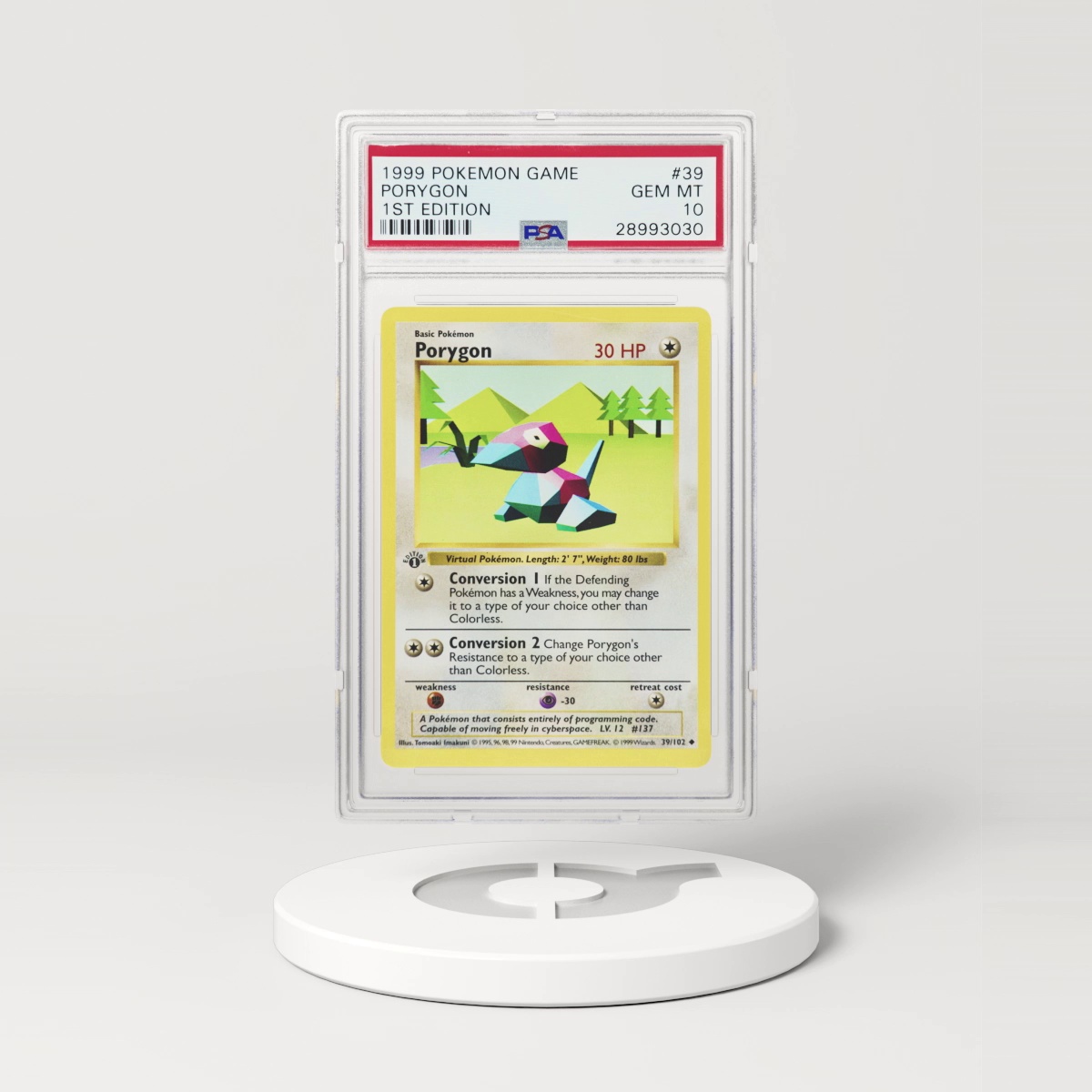 1999 Base Set #39 Porygon - 1st Edition Shadowless (PSA 10 GEM MINT)