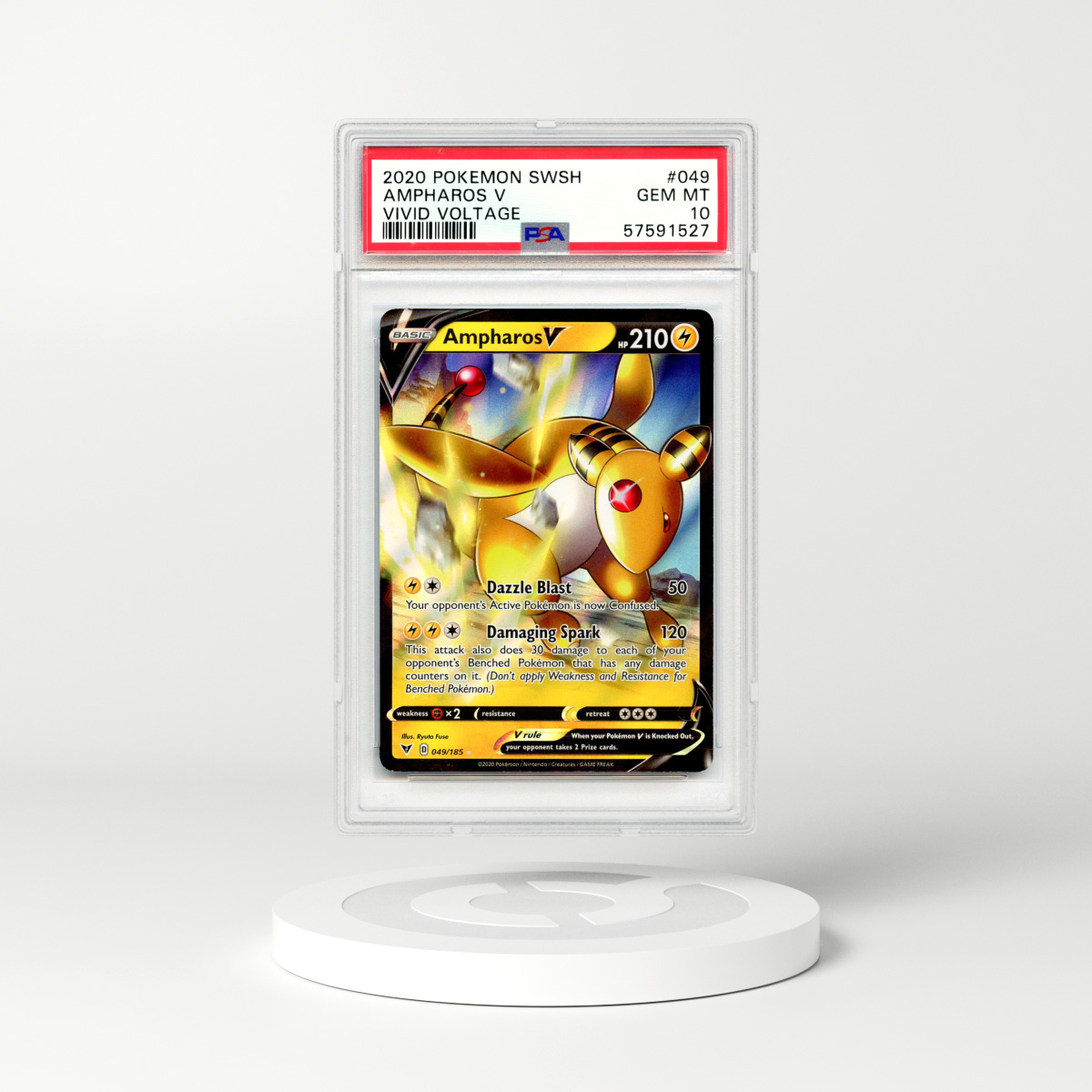 2020 Vivid Voltage #49 Ampharos V - Full Art Holo (PSA 10 GEM MINT)