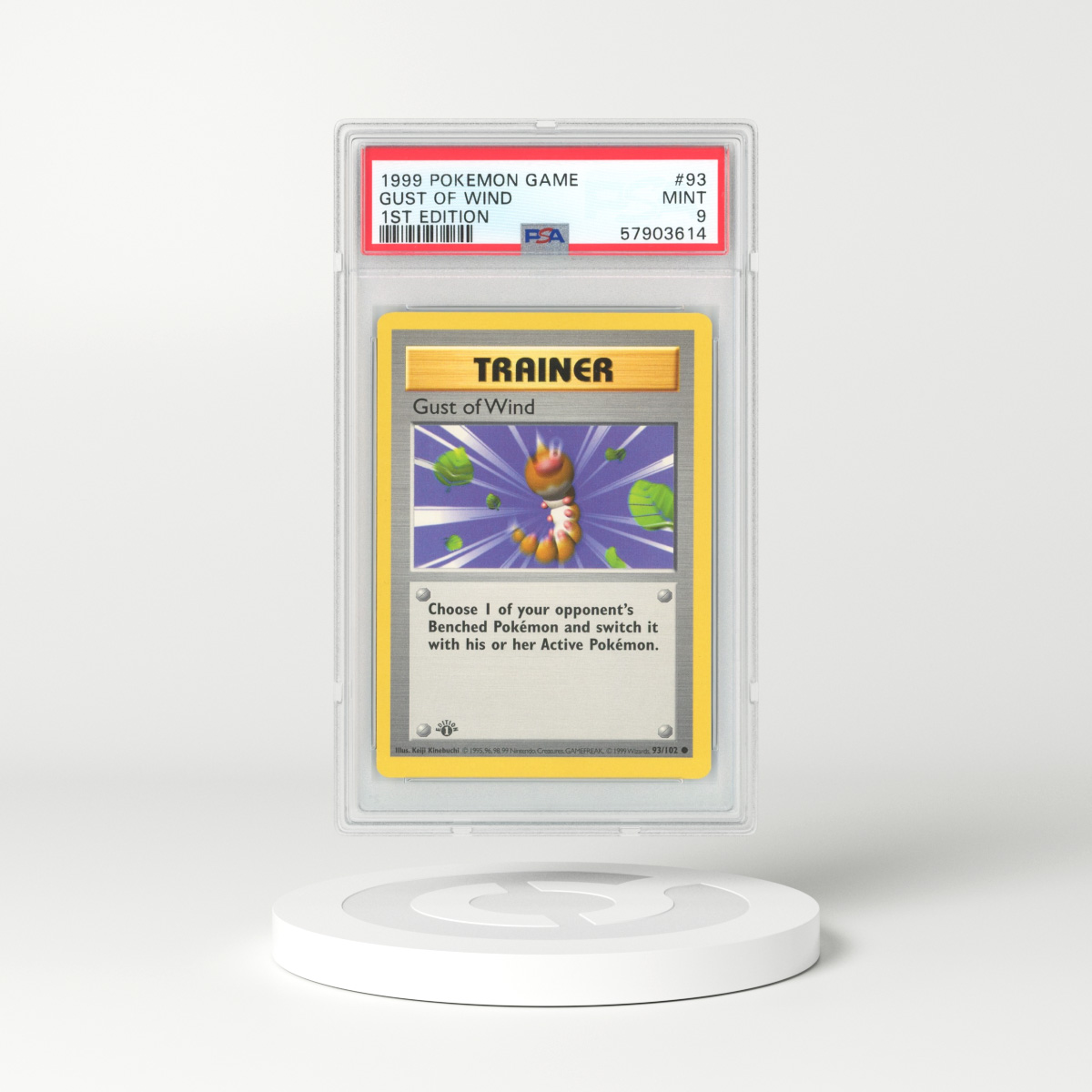1999 Base Set #93 Gust of Wind - 1st Edition Shadowless (PSA 9 MINT)