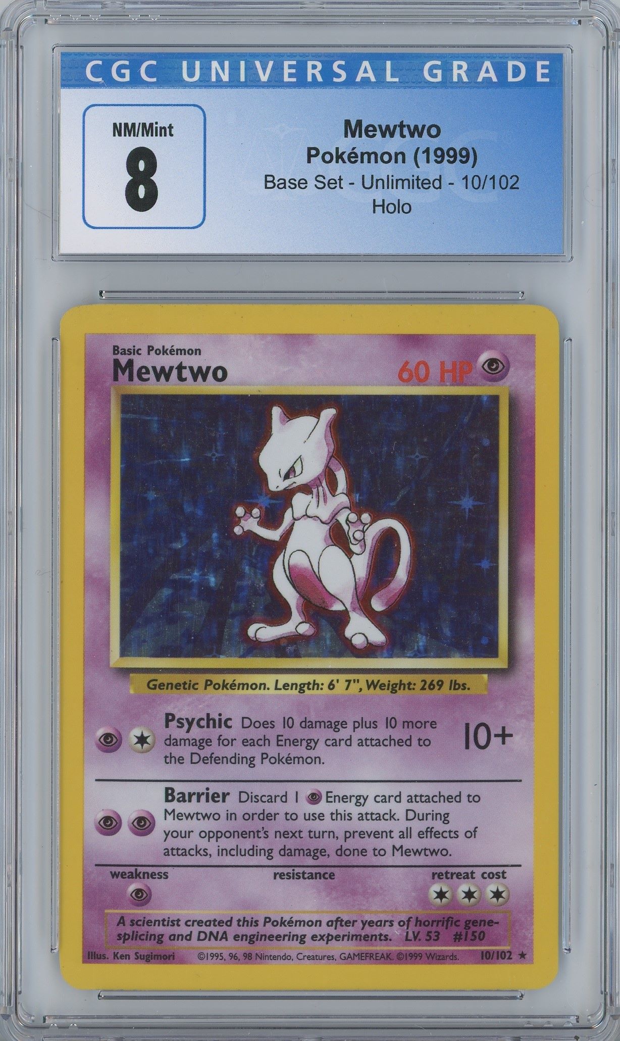 Mewtwo‑Holo 1999 Pokemon TCG Base Set Shadowless #10/102 - Novelship