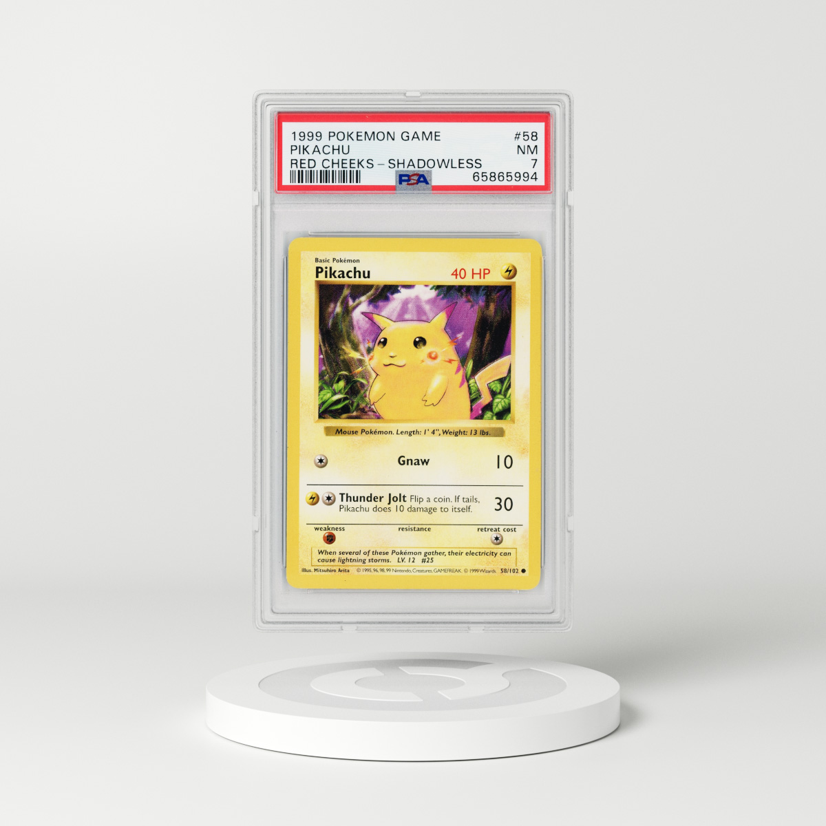 1999 Base Set #58 Red Cheeks Pikachu - Shadowless (PSA 7 NM)