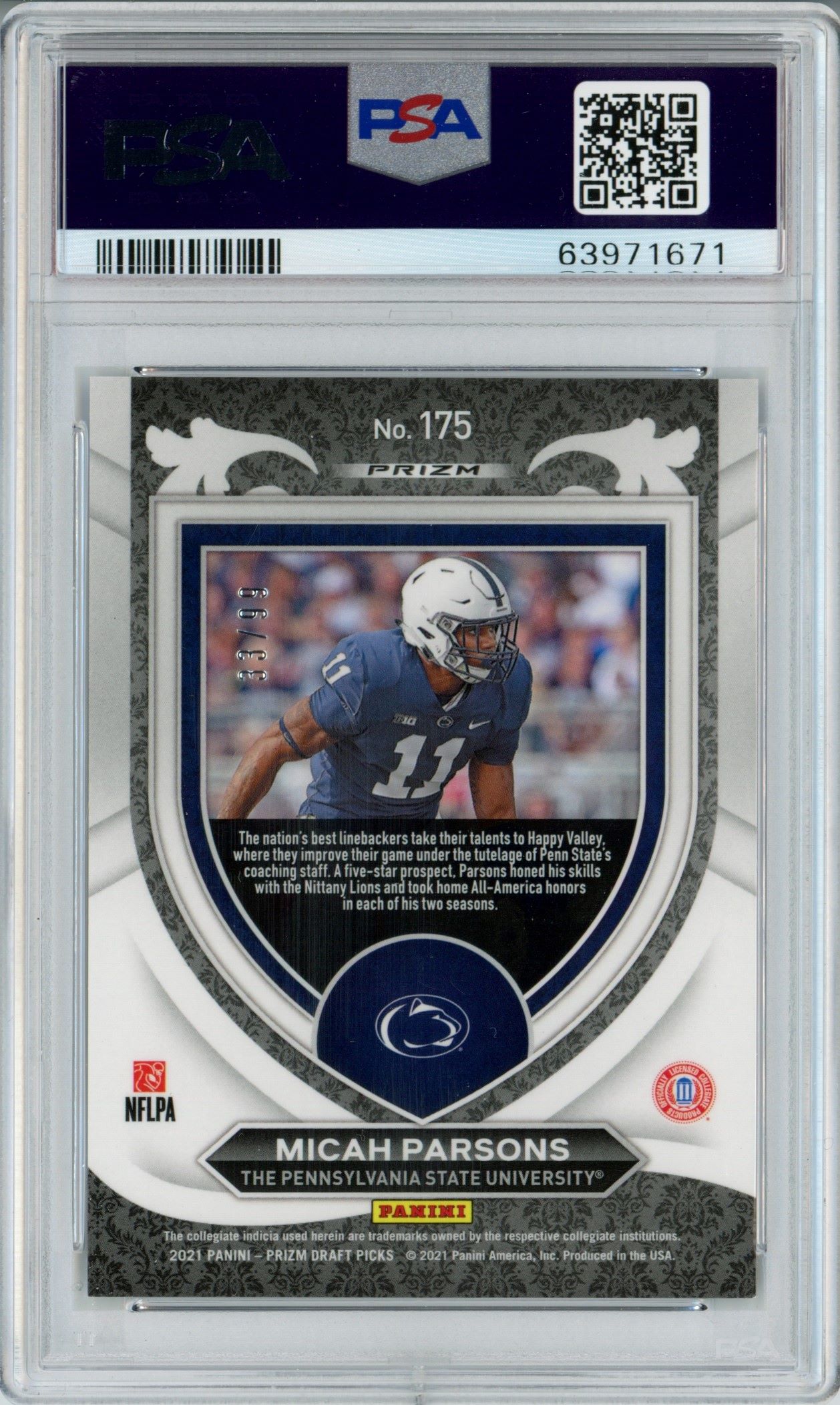 2021 Panini Prizm Football Micah Parsons Green Prizm PSA 9 – Fandom Trade