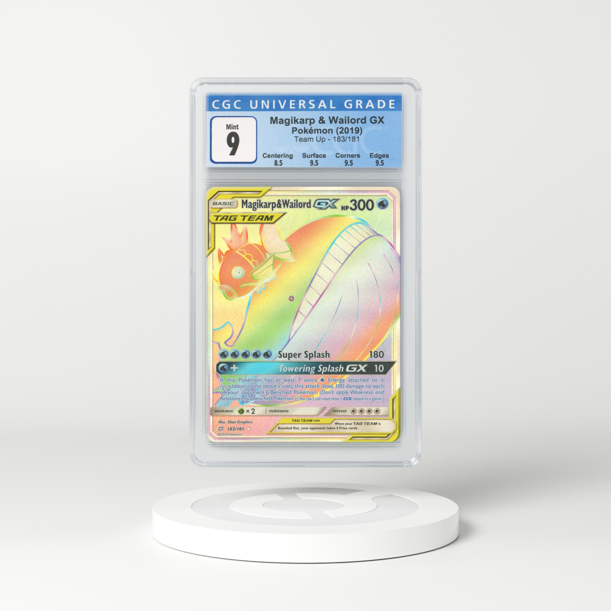 2019 Team Up #183 Magikarp & Wailord GX - Full Art Holo (CGC 9 MINT)