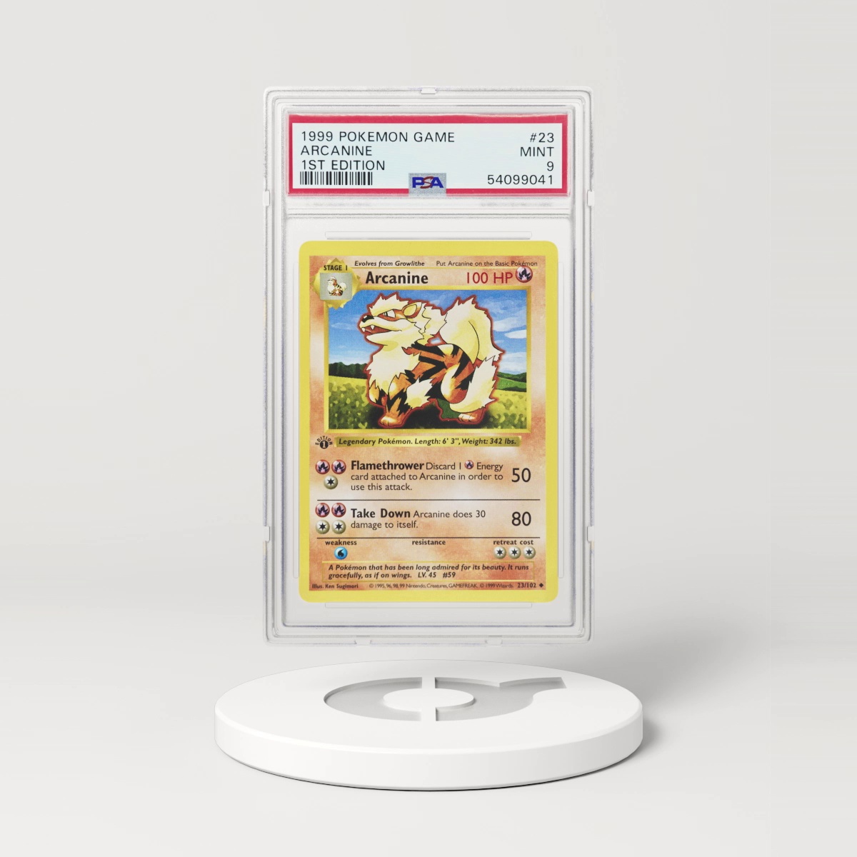 1999 Base Set #23 Arcanine - 1st Edition Shadowless (PSA 9 MINT)
