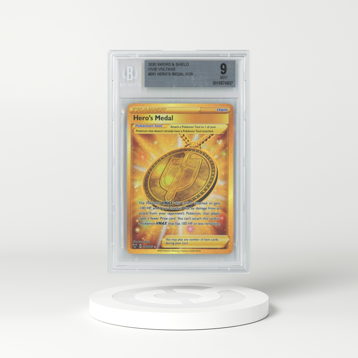 2020 Vivid Voltage #201 Hero's Medal - Full Art Holo (BGS 9 MINT)