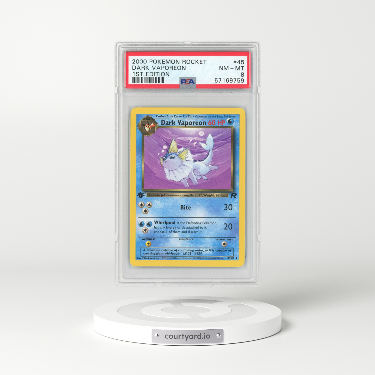 2000 Team Rocket #45 Dark Vaporeon - 1st Edition (PSA 8 NM-MT)