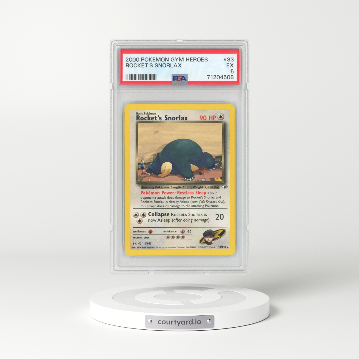 2000 Gym Heroes #33 Rocket's Snorlax (PSA 5 EX)