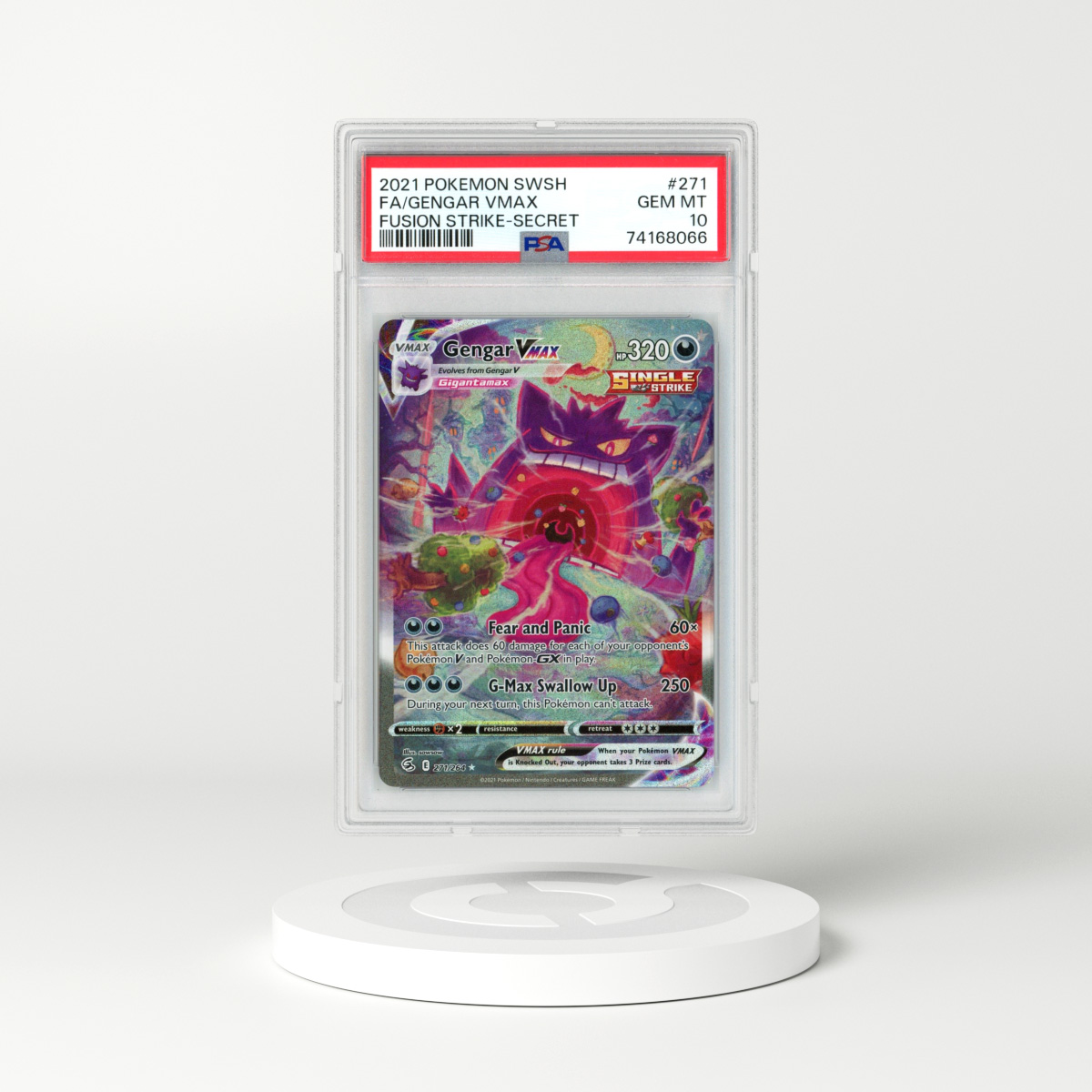 Pokemon Fusion Strike Gengar VMAX 271/264 Alternative Art Alt Holo Foil PSA  10